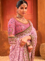 Pink Kacchi Banarasi Silk Saree
